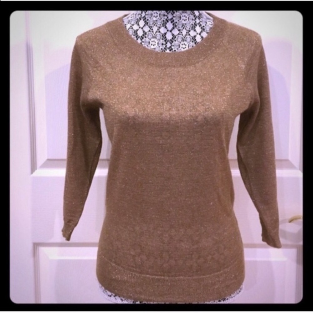 Madewell Gold Metallic Mohair Lightweight Sweater